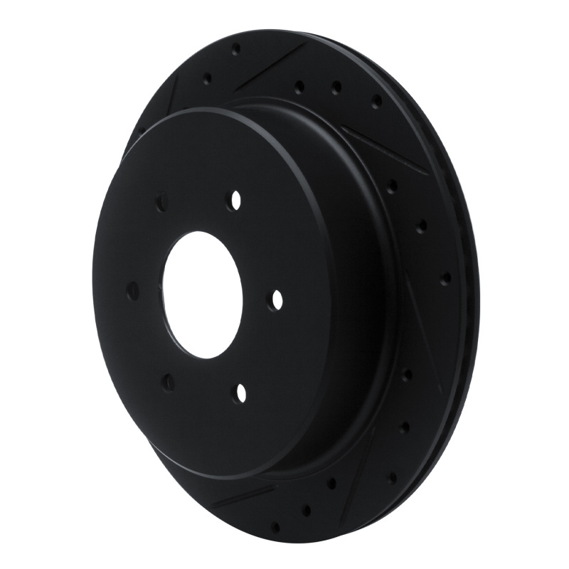 Nissan Titan Brake Rotor (1) - Rear Left - R1 Concepts - Drilled & Slotted - Black - `17-`24